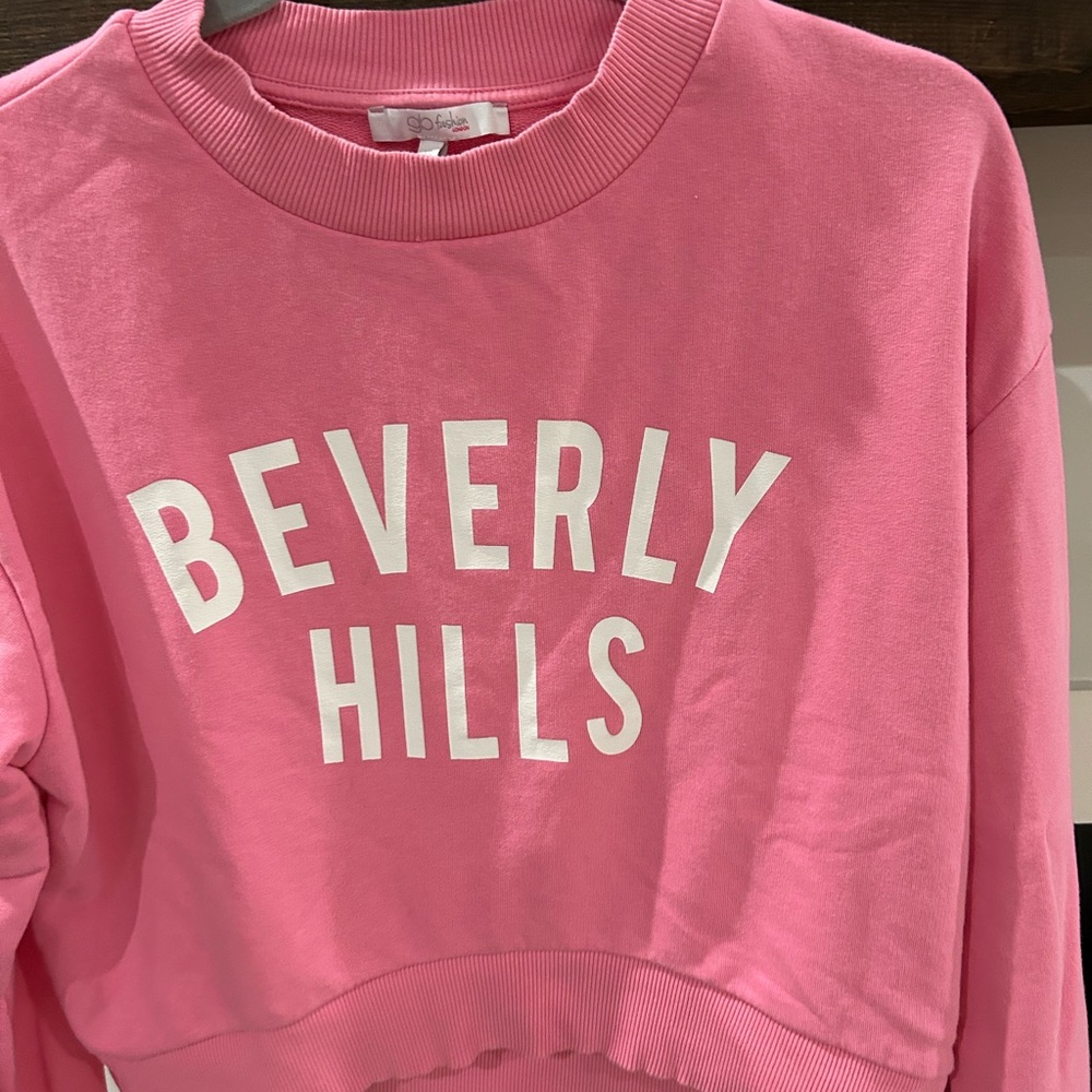 Beverly Hills Pink Cropped Sweatshirt XS